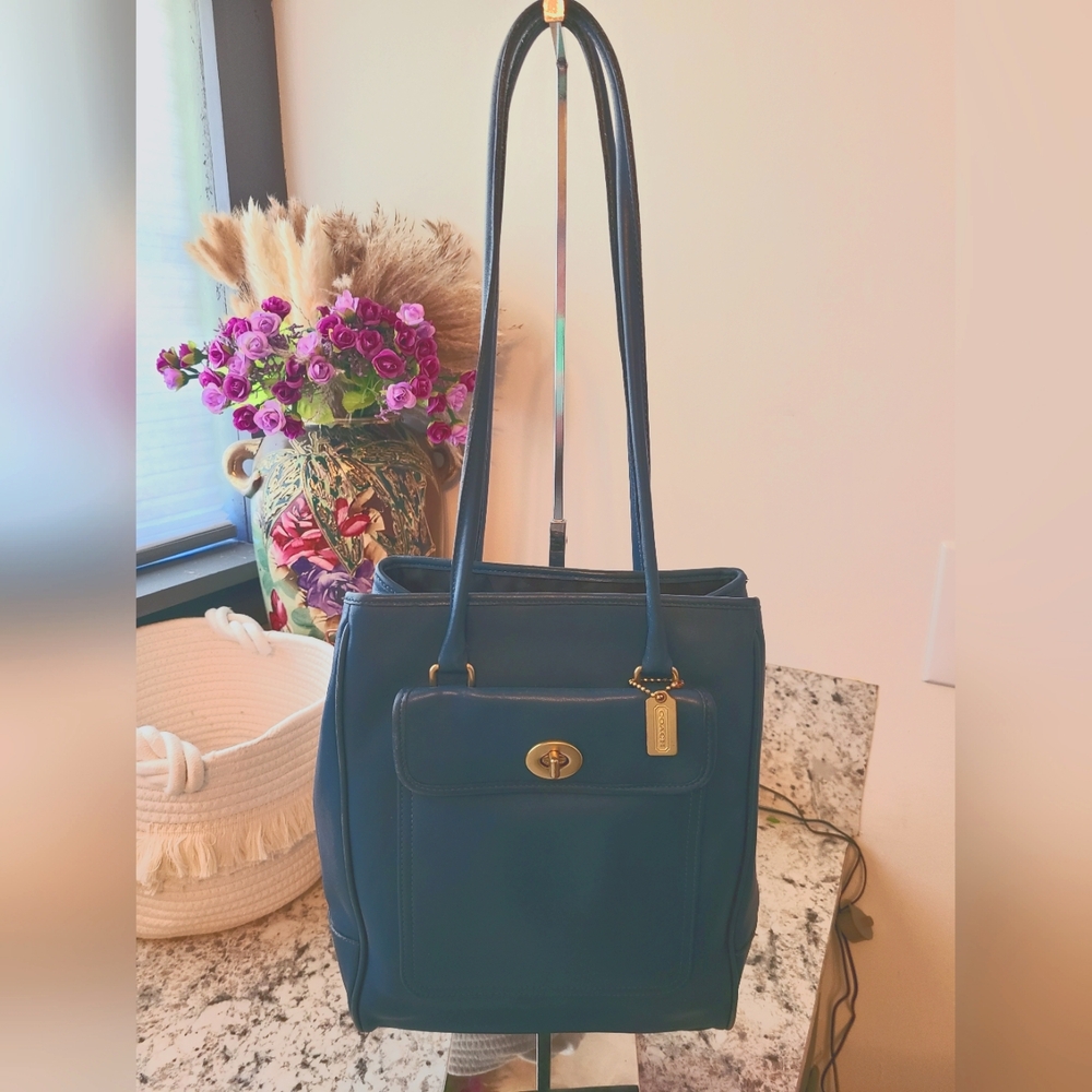 Coach Penelope Vintage blue leather tote.  Nice!!